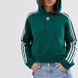 adidas Originals adicolor cropped hoodie in green